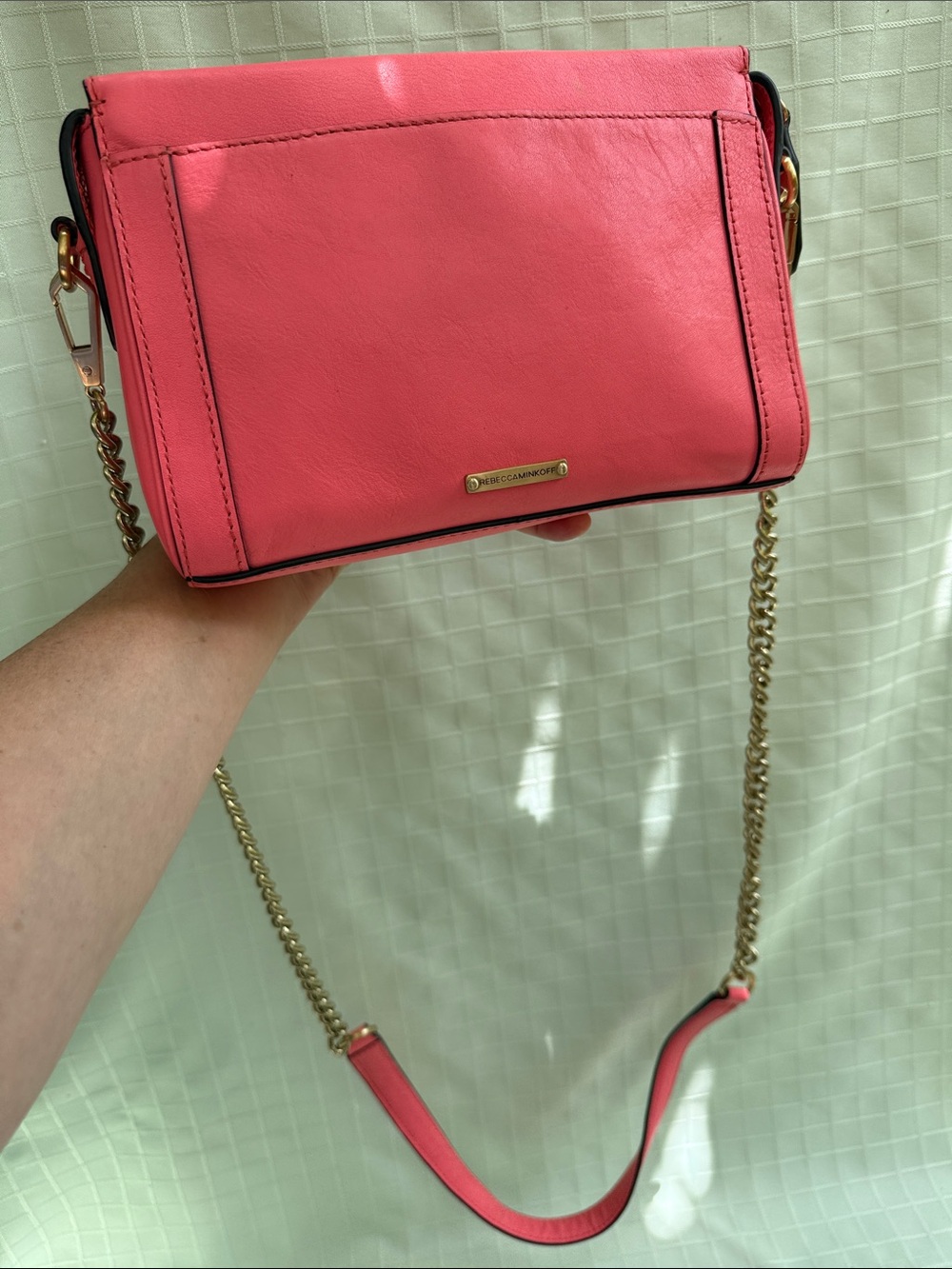 Rebecca Minkoff Coral Crossbody Leather Bag with Removable Gold Chain
